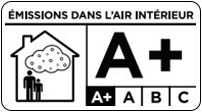 Classement A+ attestant de très faibles émissions de substances volatiles, pour une excellente qualité de l’air intérieur.