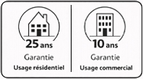 Garantie 25 ans – Usage résidentiel
Garantie valable pour une utilisation en habitat privé.
Garantie 10 ans – Usage commercial
Garantie applicable aux locaux professionnels à usage commercial intensif.