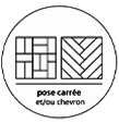 Pose carrée et/ou chevron : revêtement pouvant être posé en pose droite (carrée) ou en motif chevron.